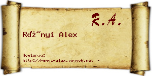 Rényi Alex névjegykártya